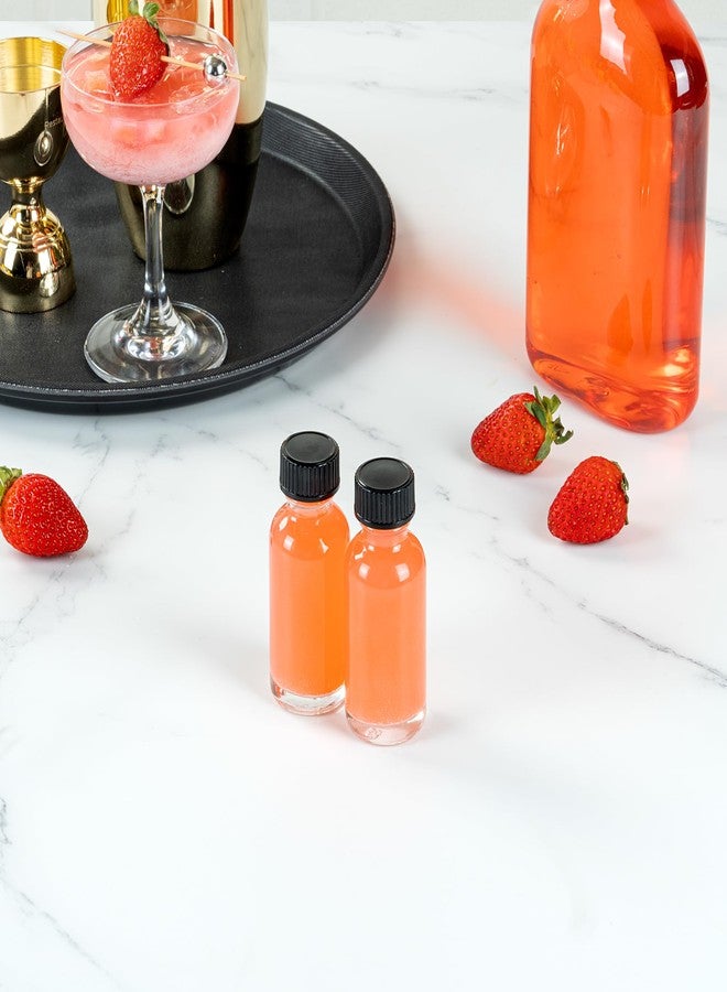 ريستورنت وير زجاجات فيتري سعة 1 أونصة من زجاج بوسطن، 48 زجاجة عينة بأغطية فينولية سوداء - قابلة للغسل في غسالة الأطباق، دائرية، شفافة، مناسبة للمشروبات، العصائر، مشروبات الزنجبيل، الويسكي، والسوائل - Image 4