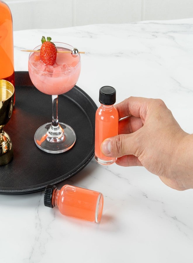 ريستورنت وير زجاجات فيتري سعة 1 أونصة من زجاج بوسطن، 48 زجاجة عينة بأغطية فينولية سوداء - قابلة للغسل في غسالة الأطباق، دائرية، شفافة، مناسبة للمشروبات، العصائر، مشروبات الزنجبيل، الويسكي، والسوائل - Image 5