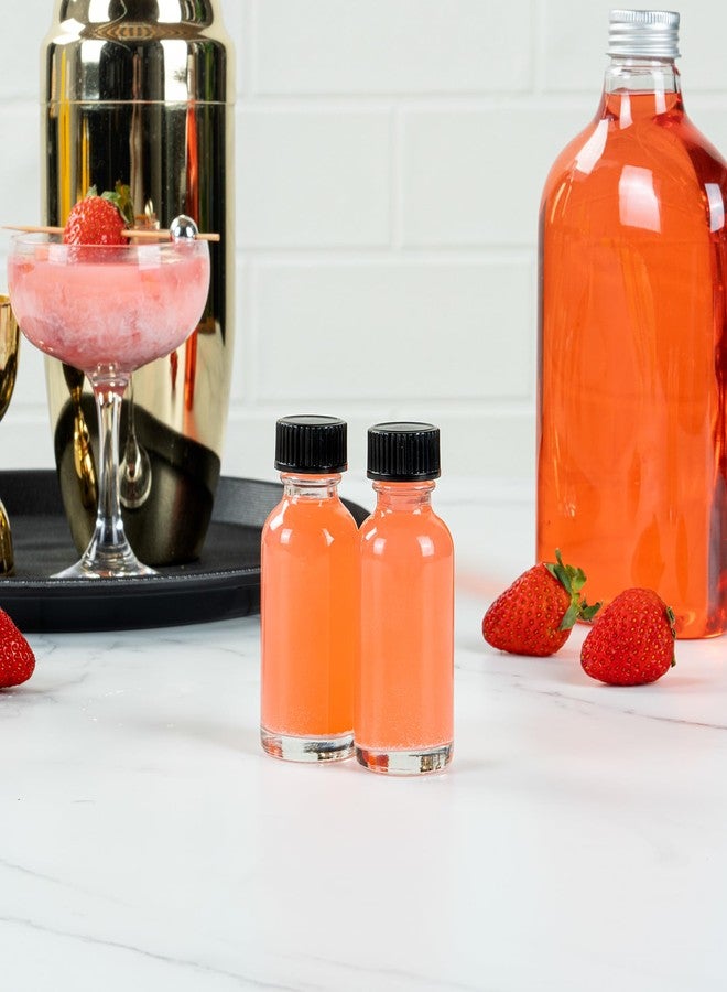 ريستورنت وير زجاجات فيتري سعة 1 أونصة من زجاج بوسطن، 48 زجاجة عينة بأغطية فينولية سوداء - قابلة للغسل في غسالة الأطباق، دائرية، شفافة، مناسبة للمشروبات، العصائر، مشروبات الزنجبيل، الويسكي، والسوائل - Image 3