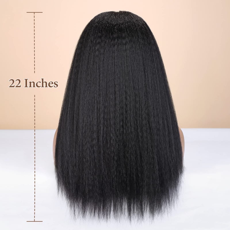 WIGNEE Kinky Straight Headband Wig for Women, 22 Inches, Yaki Straight Wigs with Black Headband, Synthetic Hair, Easy to Style, No Lace Front, No Glue - Image 4