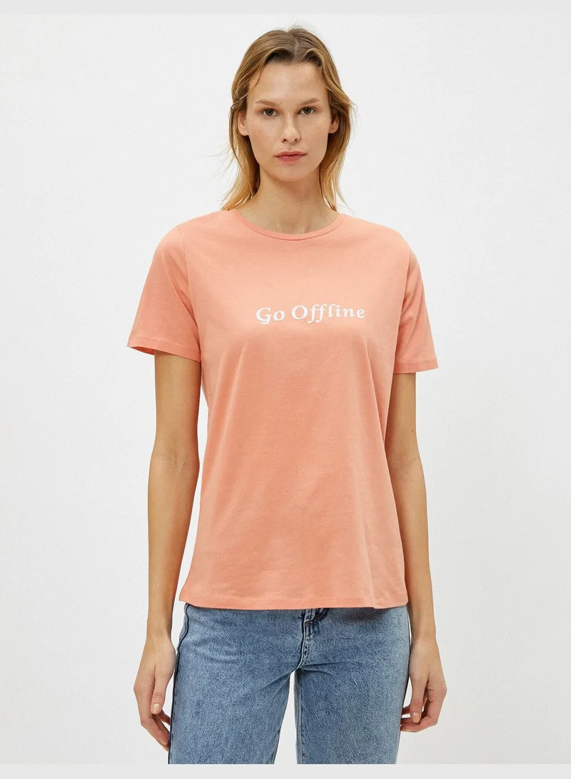 KOTON Printed T-Shirt Crew Neck Cotton