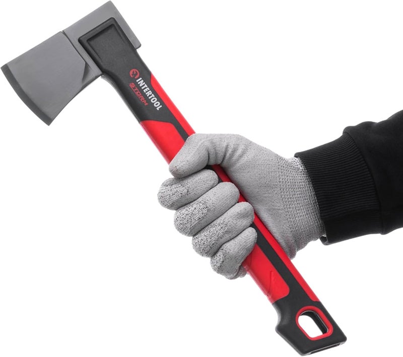 INTERTOOL Hatchet Lightweight for Camp Firewood Splitting & Kindling - Small 14" Wood Chopping Axe with Shock Absorbing Anti-Slip Handle & Sheath - Ax for Outdoor, Hiking, and Gardening - HT08-0291 - Image 1