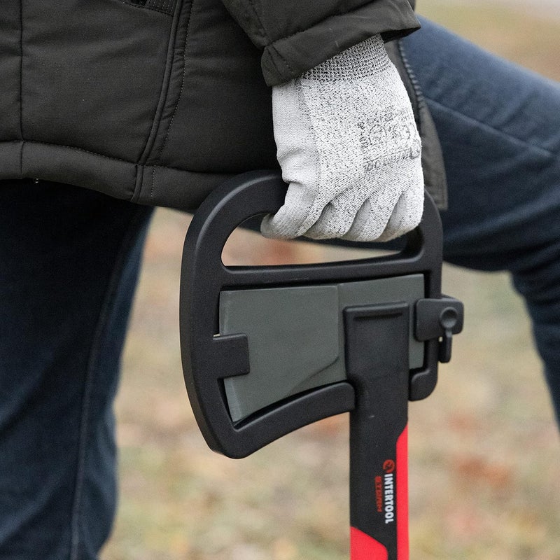 INTERTOOL Hatchet Lightweight for Camp Firewood Splitting & Kindling - Small 14" Wood Chopping Axe with Shock Absorbing Anti-Slip Handle & Sheath - Ax for Outdoor, Hiking, and Gardening - HT08-0291 - Image 4