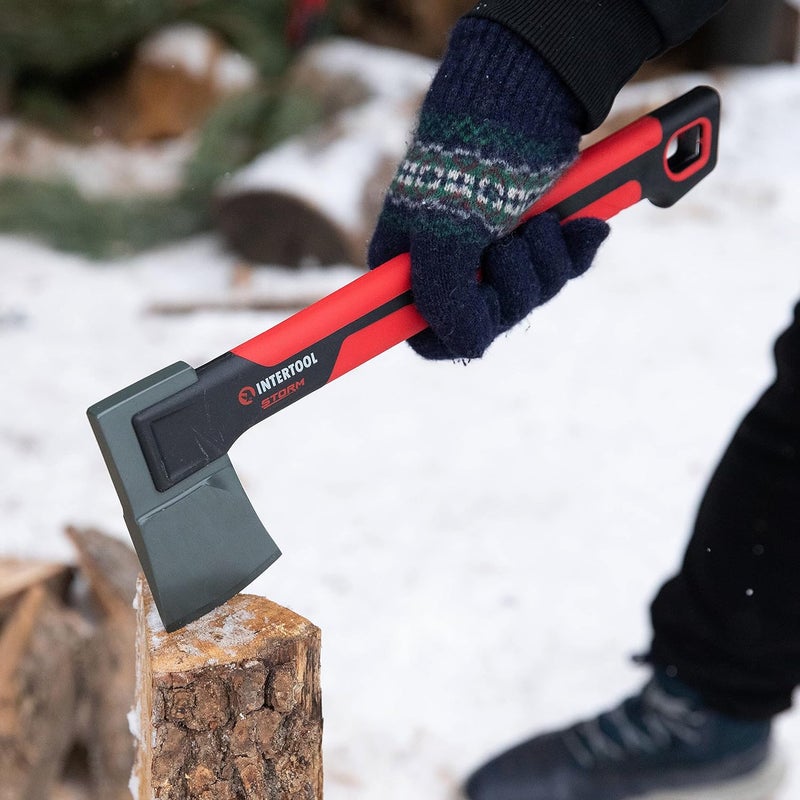 INTERTOOL Hatchet Lightweight for Camp Firewood Splitting & Kindling - Small 14" Wood Chopping Axe with Shock Absorbing Anti-Slip Handle & Sheath - Ax for Outdoor, Hiking, and Gardening - HT08-0291 - Image 5