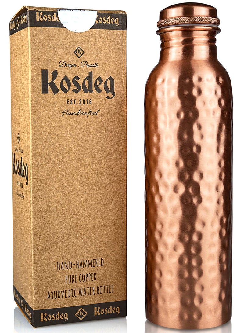 Kosdeg Copper Water Bottle - 34 Oz Extra Large - A Hammered Ayurvedic Pure Copper Vessel For Drinking - Drink More Water, Lower Your Sugar Intake And Enjoy The Health Benefits Immediately - Image 1
