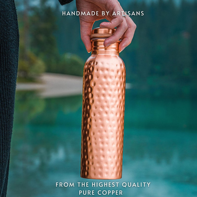 Kosdeg Copper Water Bottle - 34 Oz Extra Large - A Hammered Ayurvedic Pure Copper Vessel For Drinking - Drink More Water, Lower Your Sugar Intake And Enjoy The Health Benefits Immediately - Image 4