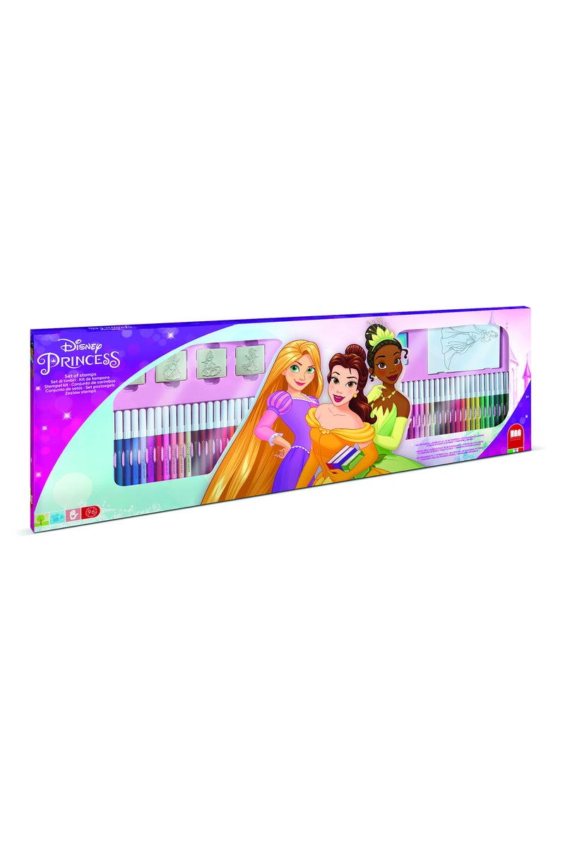 MULTIPRINT Disney Princess Sticker & Stamp Creative Set for Kids – Sticker Machine, 7 Stampers, Ink Pad, 12 Markers, Album & Scissors – Arts and Crafts Kit with Snow White - Image 2