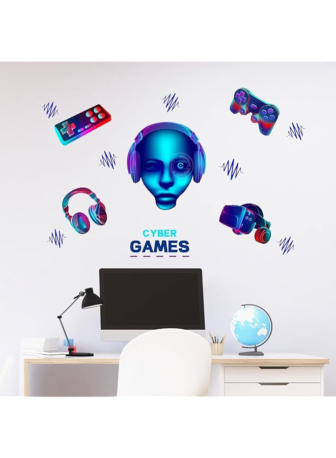 إيروريكس ملصقات حائط ثلاثية الأبعاد تتوهج في الظلام، ملصقات حائط لألعاب الفيديو، ديكور حائط لغرف الأولاد، غرفة نوم الأطفال، ديكور غرفة اللعب المنزلية، هدية للاعبي الألعاب، ذاتية اللصق ومقاومة للماء - Image 3