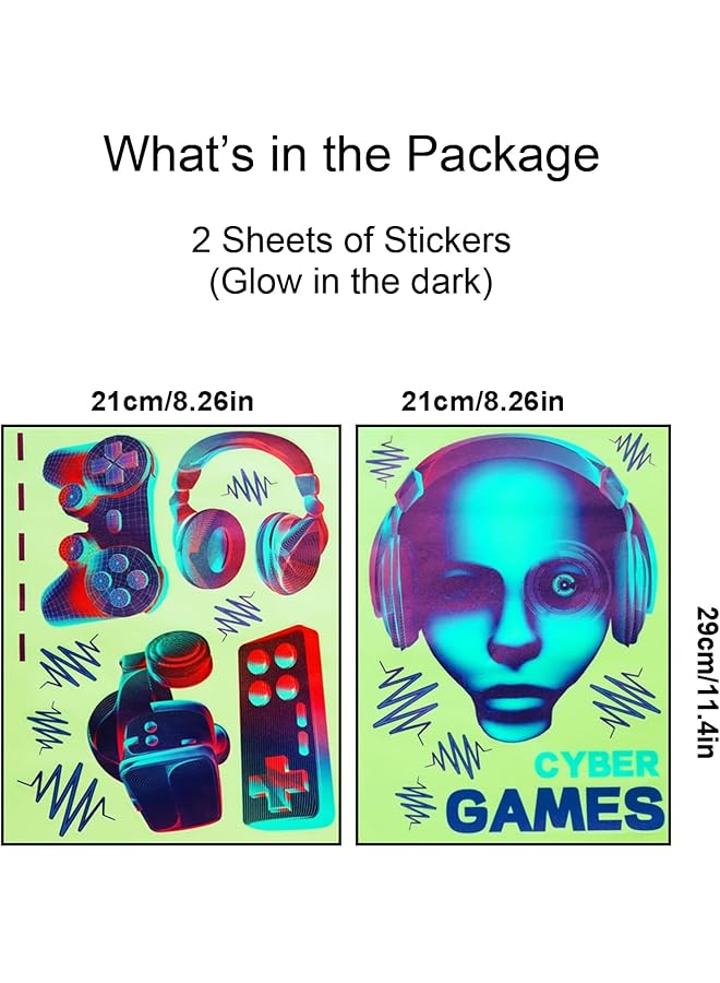 إيروريكس ملصقات حائط ثلاثية الأبعاد تتوهج في الظلام، ملصقات حائط لألعاب الفيديو، ديكور حائط لغرف الأولاد، غرفة نوم الأطفال، ديكور غرفة اللعب المنزلية، هدية للاعبي الألعاب، ذاتية اللصق ومقاومة للماء - Image 5