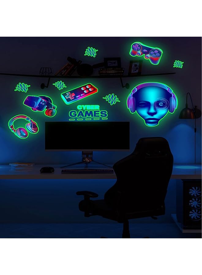 إيروريكس ملصقات حائط ثلاثية الأبعاد تتوهج في الظلام، ملصقات حائط لألعاب الفيديو، ديكور حائط لغرف الأولاد، غرفة نوم الأطفال، ديكور غرفة اللعب المنزلية، هدية للاعبي الألعاب، ذاتية اللصق ومقاومة للماء - Image 4