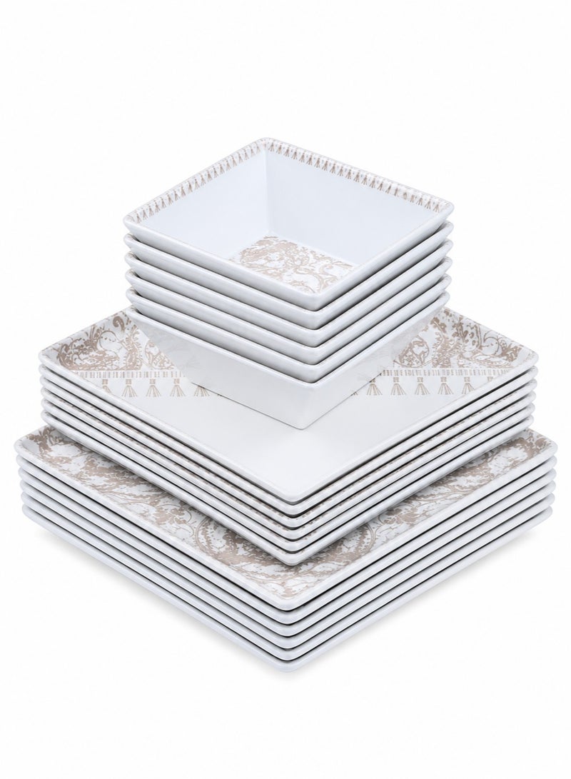 HReflections Casablanca 18-Piece Porcelain Dinner Set – Beige