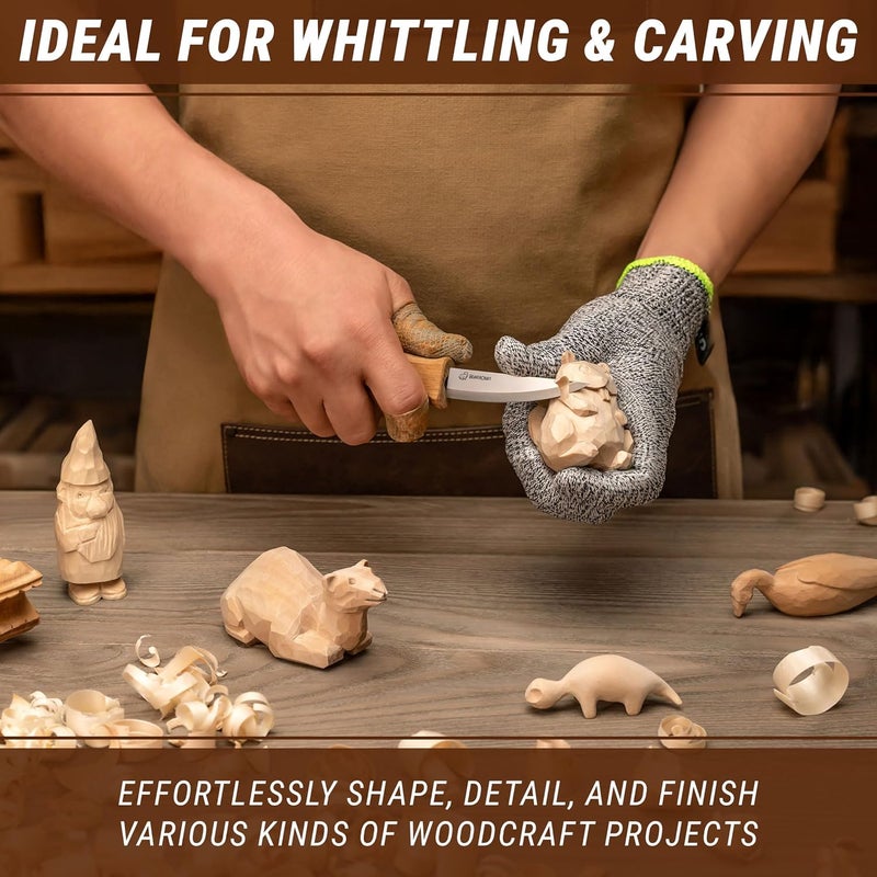 BeaverCraft Wood Carving Sloyd Knife C4s 3" - Whittling Knife with Leather Sheath for Carvers - Chip Wood Carving Tools for Beginner and Profi - Image 3