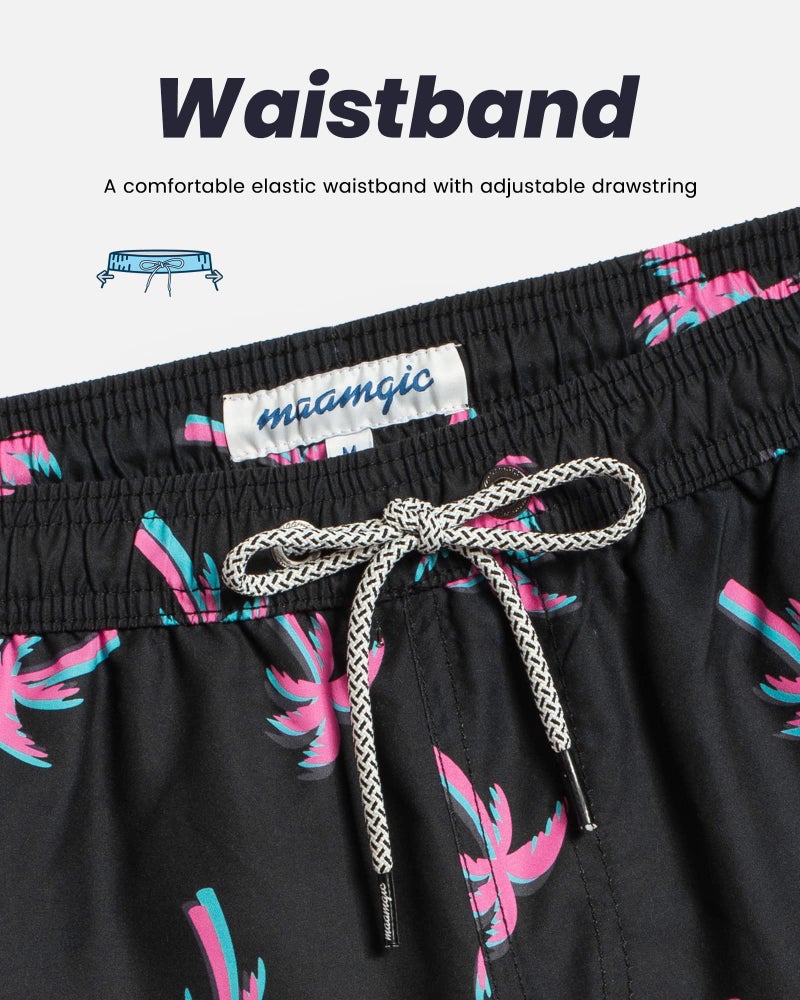 maamgic Mens Swim Trunks Quick Dry Swim Shorts with Mesh Lining Funny Swimwear Bathing Suits 7inch Black Luminous Coconut Medium - Image 5