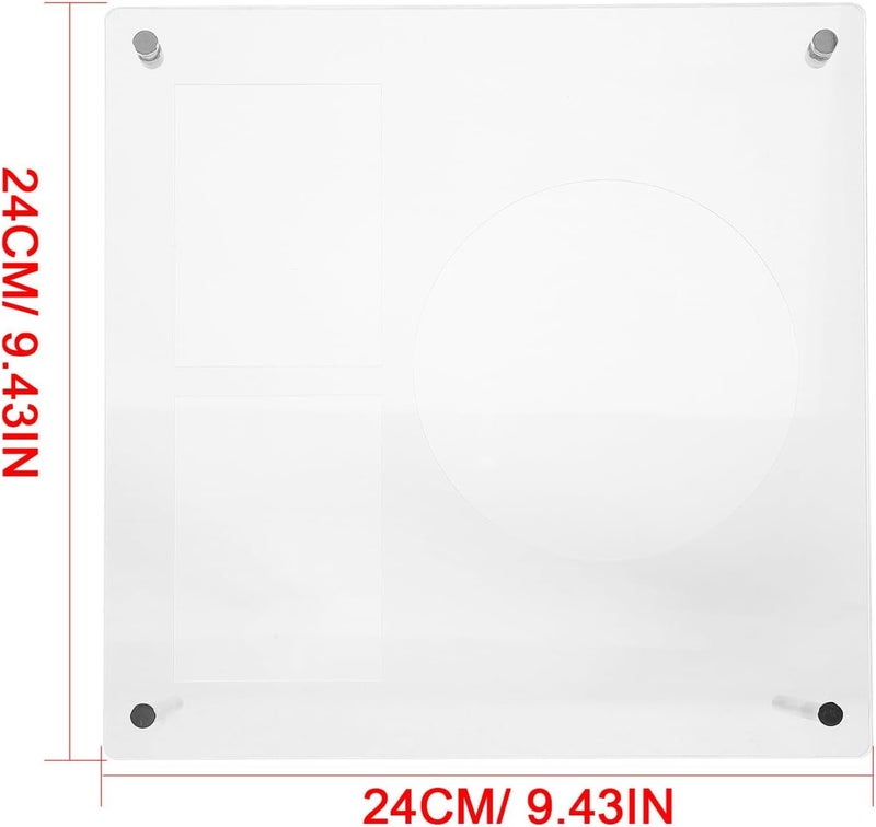 Acrylic Photo Display Frame for Desk with 1 CD Slot and 2 Small Card Holders (24x24cm) Acrylic Picture Frame for Home Decoration and Photo Organization - Image 2