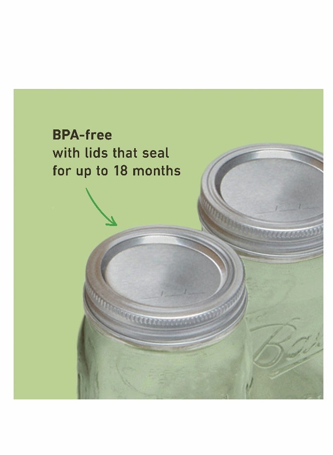 جرار ماسون فموية واسعة (16 أوقية / سعة) [6 عبوات] مع أغطية محكمة الإغلاق وأشرطة. للتعليب، التخمر، التخليل، الديكور - آمنة للتجميد والميكروويف وغسالة الصحون - Image 5