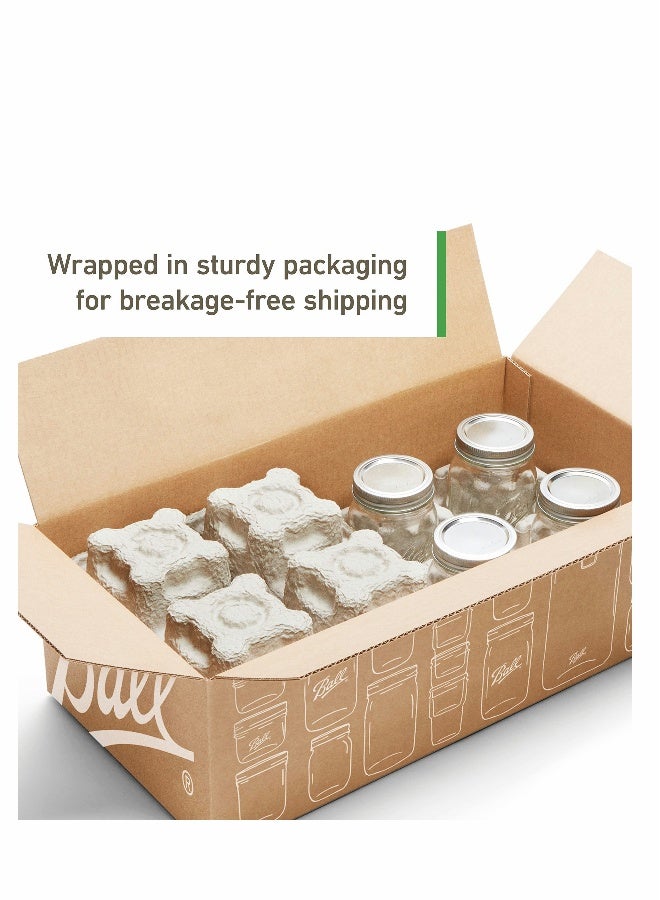 جرار ماسون فموية واسعة (16 أوقية / سعة) [6 عبوات] مع أغطية محكمة الإغلاق وأشرطة. للتعليب، التخمر، التخليل، الديكور - آمنة للتجميد والميكروويف وغسالة الصحون - Image 3