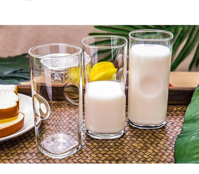 FINSTER Crystal Cut Water/Milk Glasses Set of 8-300 ml Transparent Long Glass Highball Glasses | Juice Plaza Tumbler - Image 3