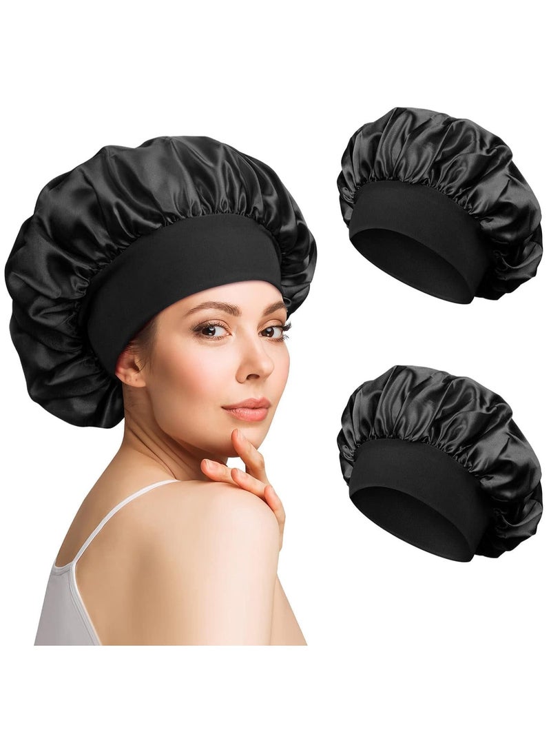Generic 2pcs Satin Bonnet Silk Bonnet for Curly Hair, Hairs Bonnets Silk Hair Wrap for Sleeping, Night Sleep Cap for Women  - Image 1