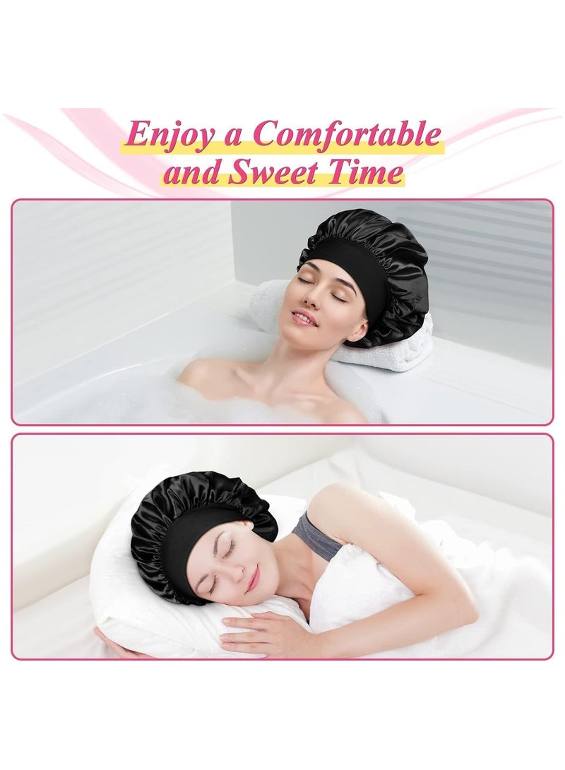 Generic 2pcs Satin Bonnet Silk Bonnet for Curly Hair, Hairs Bonnets Silk Hair Wrap for Sleeping, Night Sleep Cap for Women  - Image 3