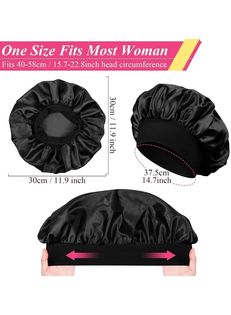 Generic 2pcs Satin Bonnet Silk Bonnet for Curly Hair, Hairs Bonnets Silk Hair Wrap for Sleeping, Night Sleep Cap for Women  - Image 5