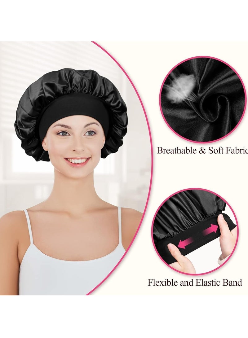 Generic 2pcs Satin Bonnet Silk Bonnet for Curly Hair, Hairs Bonnets Silk Hair Wrap for Sleeping, Night Sleep Cap for Women  - Image 2