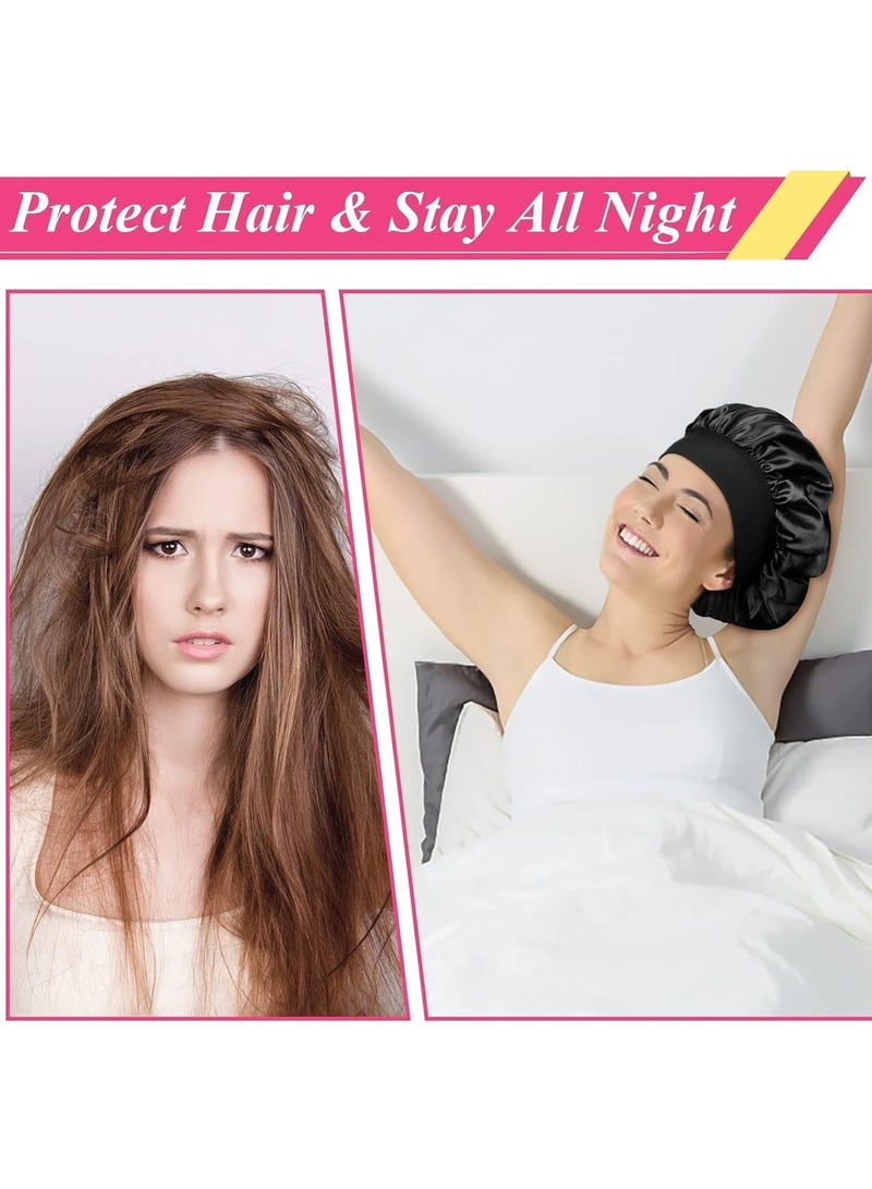 Generic 2pcs Satin Bonnet Silk Bonnet for Curly Hair, Hairs Bonnets Silk Hair Wrap for Sleeping, Night Sleep Cap for Women  - Image 4