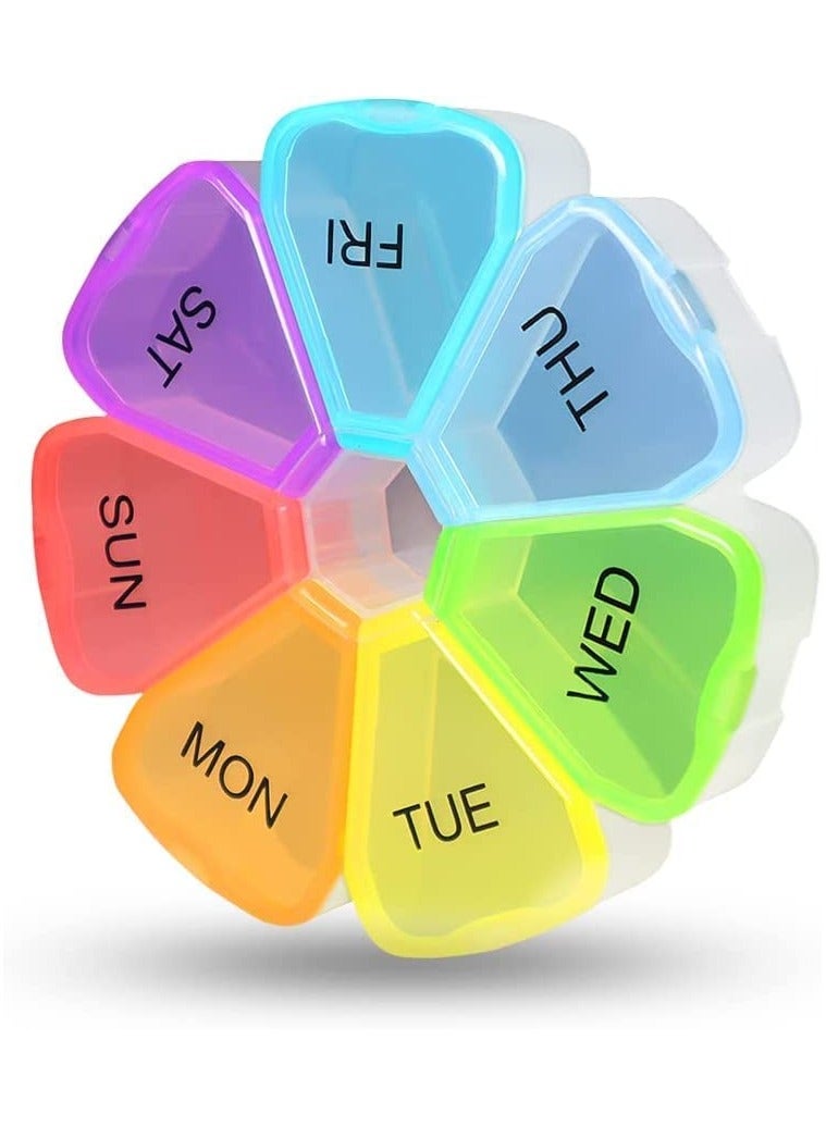 SOLARAE Weekly 7 Day Large Pill Organizer, Travel Pill Box, Pill case, Medicine Organizer, Pill Container, Pill Box 7 Day, Pill Dispenser, Medication Organizer, Pill Organizer Weekly - Image 1