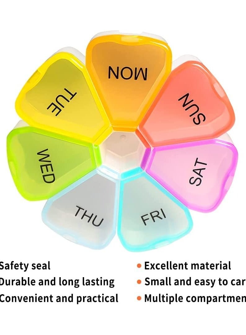 SOLARAE Weekly 7 Day Large Pill Organizer, Travel Pill Box, Pill case, Medicine Organizer, Pill Container, Pill Box 7 Day, Pill Dispenser, Medication Organizer, Pill Organizer Weekly - Image 2