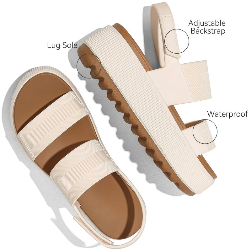 Lovee Cosee White Platform Sandals for Women 2026 Flatform Water Sandals Chunky Wedge Lug Sole Lightweight Comfortable Summer Outfit Walking Beach Vacation Essentials Trendy Shoe Resort Wears Size 7.5 - Image 5