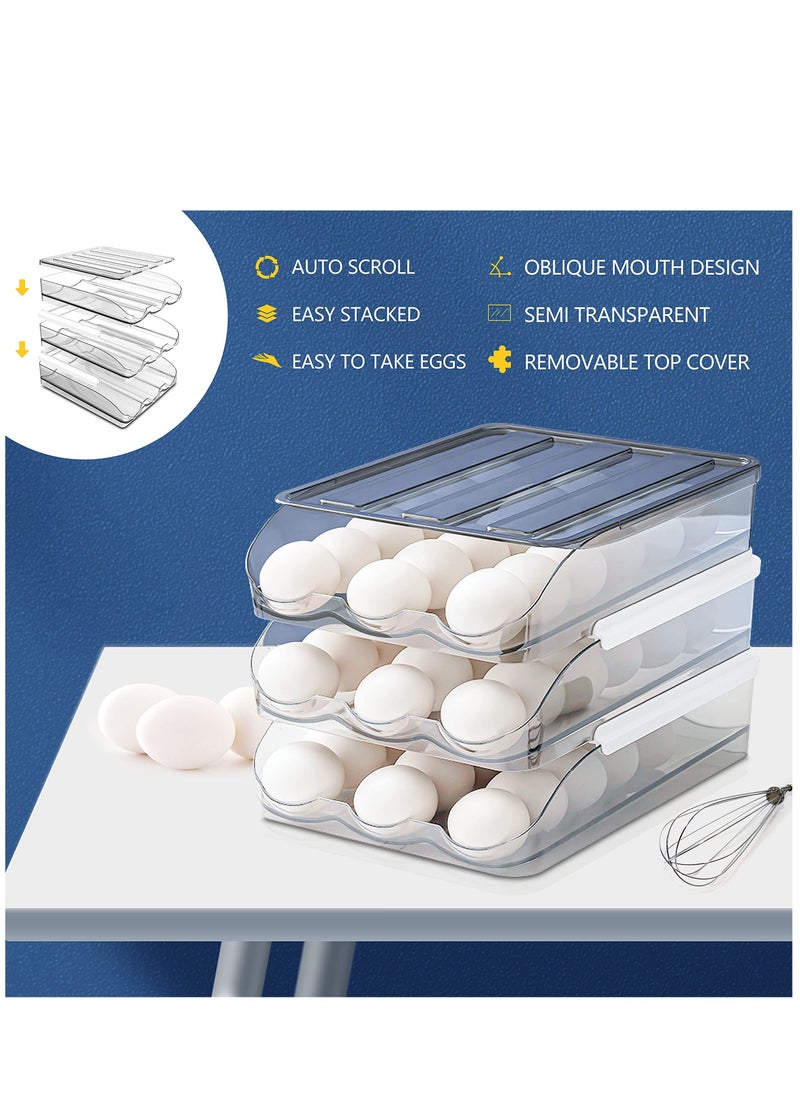 MIXDE - Large Capacity Egg Holder for Refrigerator, Egg Fresh Storage Box for Fridge, Egg Storage Container Organizer Bin, Clear Plastic Storage Container - Image 1