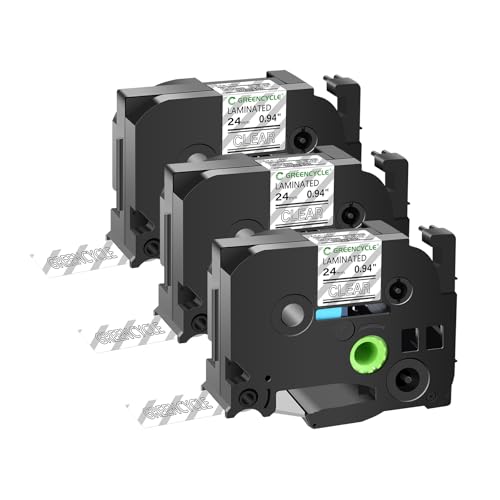 GREENCYCLE TZe-155 White on Clear Label Tape Compatible for Brother P-Touch Label Maker TZe TZ Tape TZe-155 TZ-155 24mm 0.94 Laminated Clear for PT-D600 D610BT P700 P750W, 3 Pack - Image 1