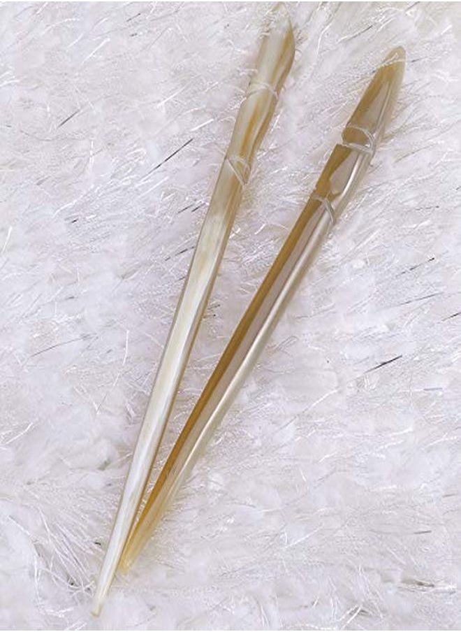 Lurrose - 2Pcs Vintage Hair Chopsticks Yak Horn Hair Stick Hair Decor Hairpin For Girls (Bamboo Joint Pattern) - Image 1