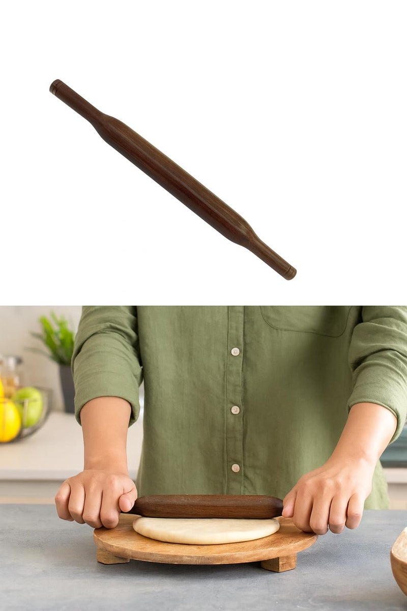 DBY Wooden Rolling Pin 14 Inch Long Wooden Belan for Chapati, Roti, Pizza, Pastry, and Dough Smooth Surface, Easy to Use Baking Tool for Home Kitchen - Image 3