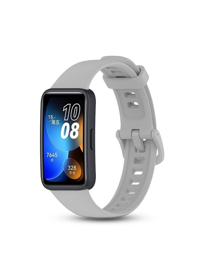 O Ozone Silicone Straps Compatible with Huawei Band 8 | Huawei Band 9, Soft Silicone Replacement Band Adjustable Strap with Clasp for Women Men- Grey  - Image 1
