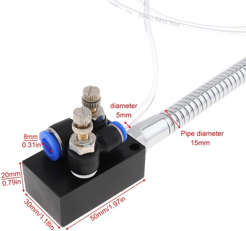 YWY Mist Coolant Lubrication Spray System with Check Valve and Stainless Steel Flexible Pipe for Metal Cutting Engraving Cooling MachineAir Pipe CNC Lathe Milling Drill - Image 5