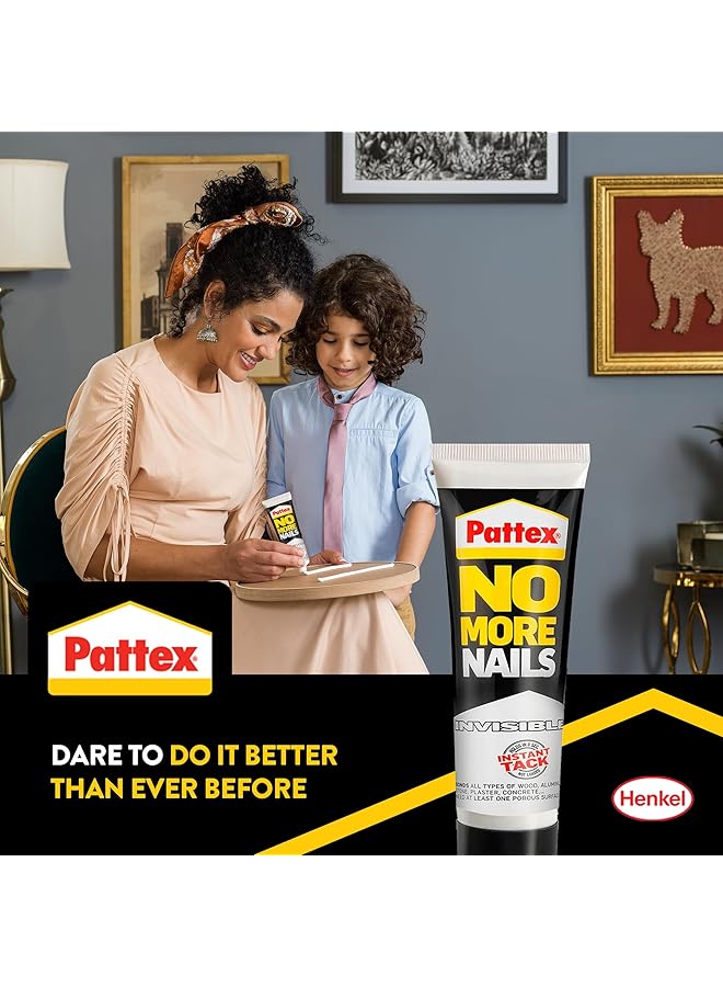 Pattex No More Nails Invisible Heavy Duty Clear Glue Strong Glue For Wood Ceramic Metal And More Instant Grab Mounting Adhesive 1X40G Tube - Image 4