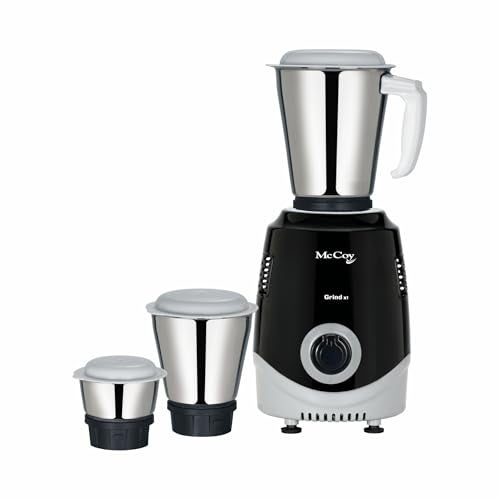 McCoy Mixer Grinder | Grind X1 500W with 3 SS jars | Longer life Universal Hybrid Motor | ABS Body | Uniform Grinding | Black & Grey - Image 1