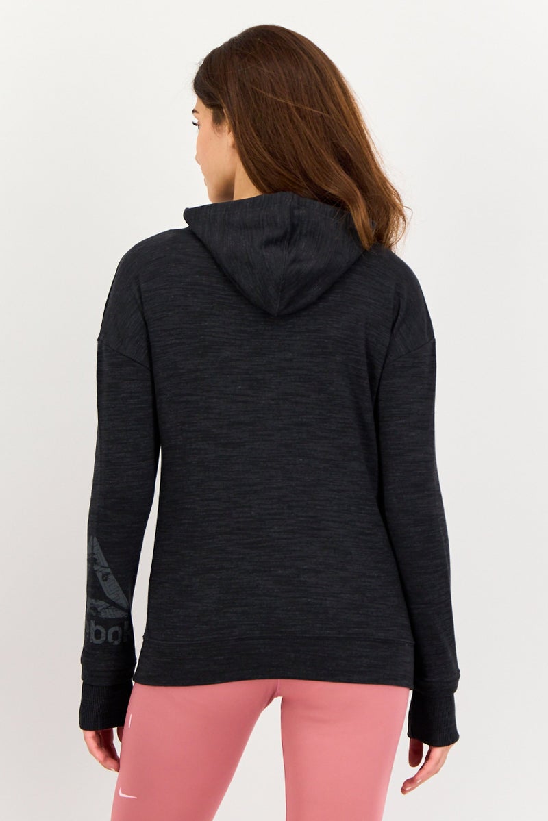 Reebok Women Sportswear Fit Long Sleeve Full Zip Training Hoodie, Black - Image 4