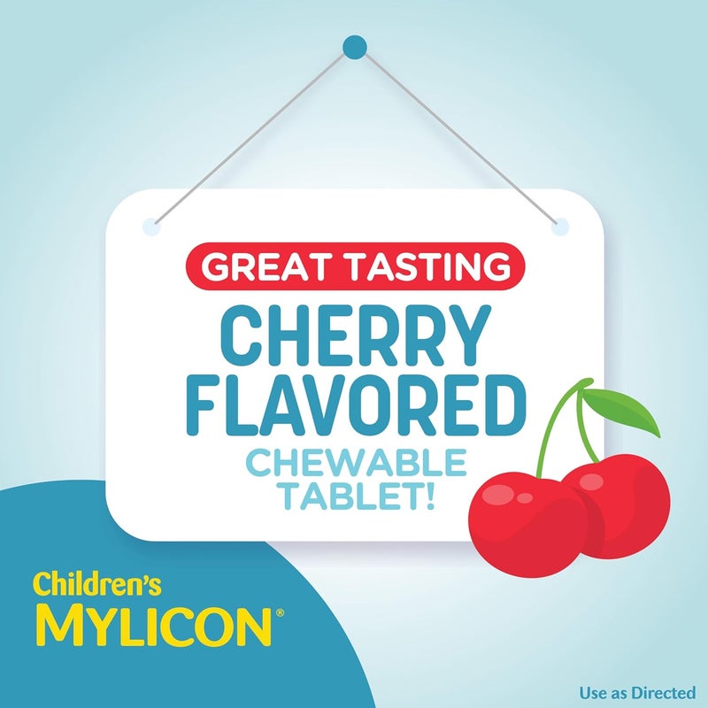 MYLICON Childrens Tummy Relief for Kids 24 Cherry Flavored Chewable Tablets - Image 5