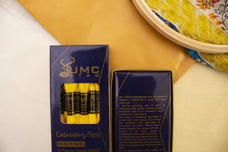 UMC STAG طقم UMC STAG من 12 خيط تطريز فاخر | 100% قطن مصري فاخر | خيوط تطريز كروس ستش | قطن معتمد من Oeko TEX | (أصفر كناري 298) - Image 4