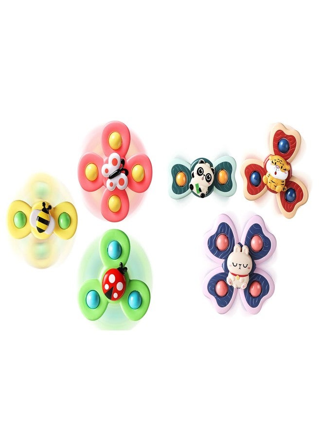 ALASOU 6 PCS Suction Cup Rotating Toys(3 Farm+3 Panda) for Infant and Toddlers - Image 1