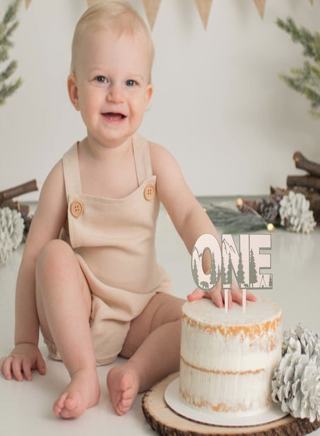 ZZDCMS Woodland One Baby Shower Cake Topper - Wild Green Trees, Happy Camper Sign, First Birthday Decoration - Image 4