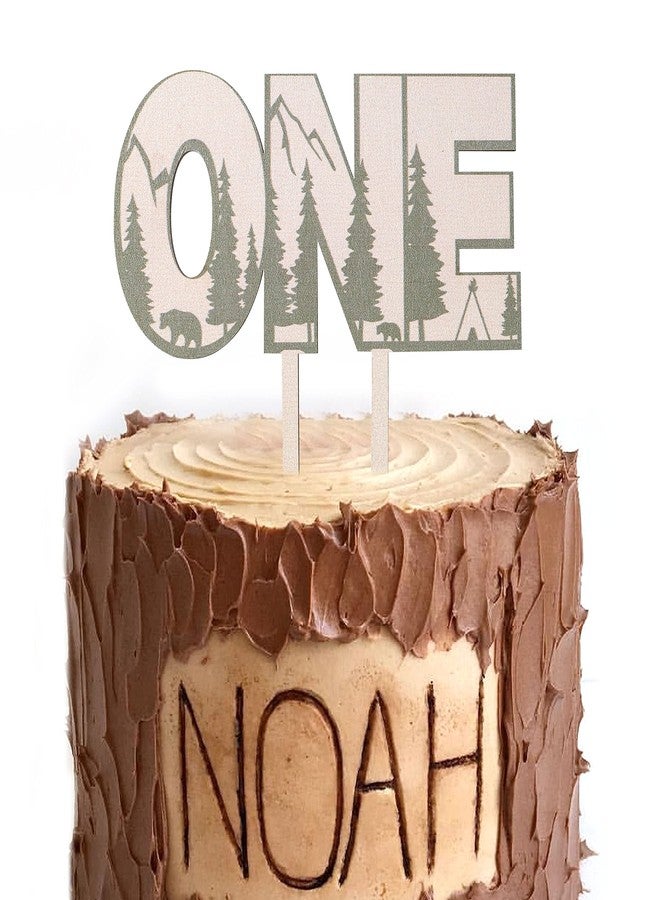 ZZDCMS Woodland One Baby Shower Cake Topper - Wild Green Trees, Happy Camper Sign, First Birthday Decoration - Image 5