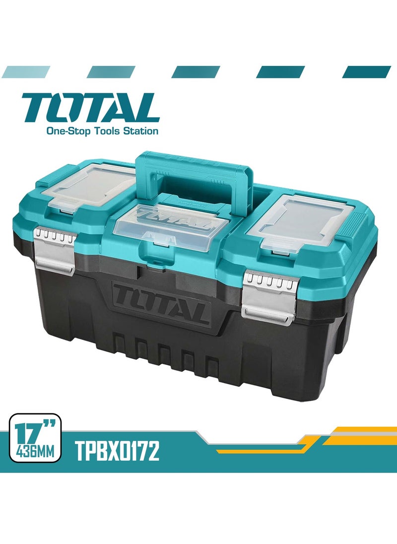 TOTAL Plastic Tool Box 17" For Tools/Fishing/Painting/Students Plastic Tools Box 436x220x205mm Max Load 15kg TOTAL TPBX0172  - Image 1