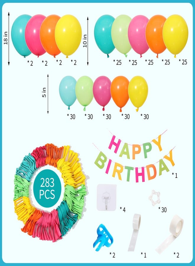 KIRIN Tropical Balloon Arch Kit,Hot Pink Lime Green Orange Slate Blue Yellow Latex Neon Balloons for Summer Birthday Party Decorations,Pool Party,Baby Shower Decorations - Image 2