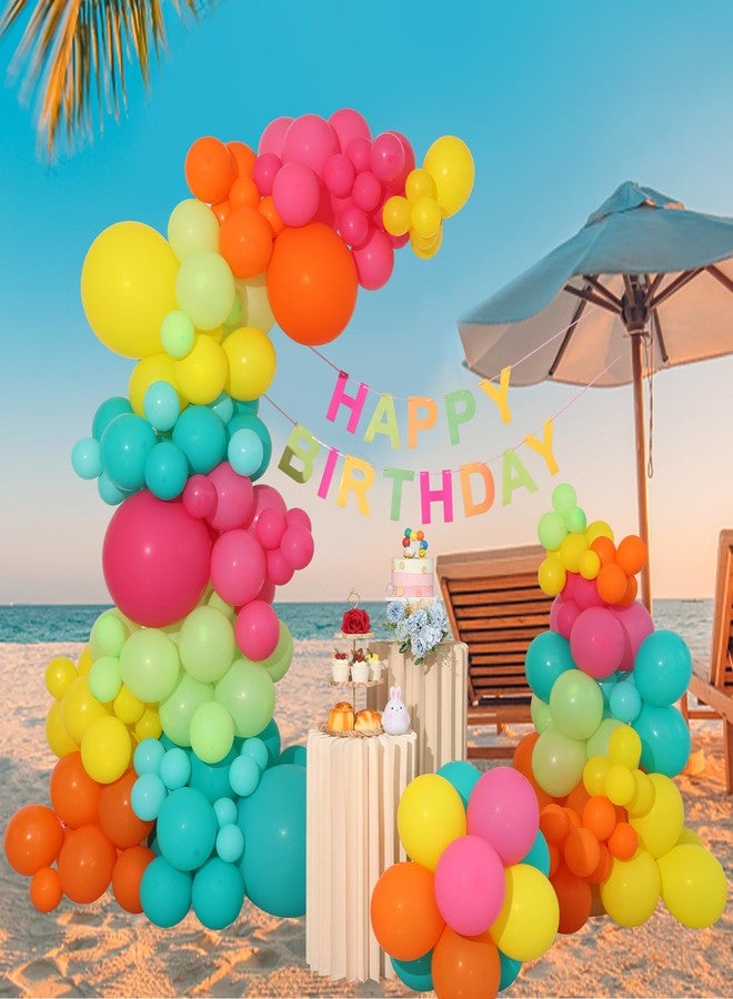 KIRIN Tropical Balloon Arch Kit,Hot Pink Lime Green Orange Slate Blue Yellow Latex Neon Balloons for Summer Birthday Party Decorations,Pool Party,Baby Shower Decorations - Image 5