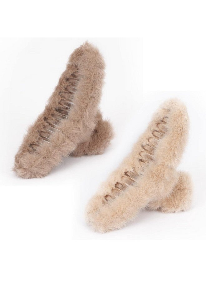 YANWENX Hair Claw Clips for Women (2 PCS),Hair Clips Strong Hold Non-Slip Hair Barrettes for Thick Thin Long Hair, Cute Claw Clips Hair Accessories (Coffee, Beige) - Image 1