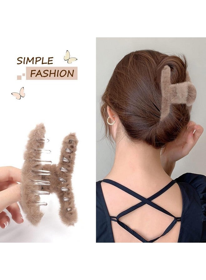 YANWENX Hair Claw Clips for Women (2 PCS),Hair Clips Strong Hold Non-Slip Hair Barrettes for Thick Thin Long Hair, Cute Claw Clips Hair Accessories (Coffee, Beige) - Image 2