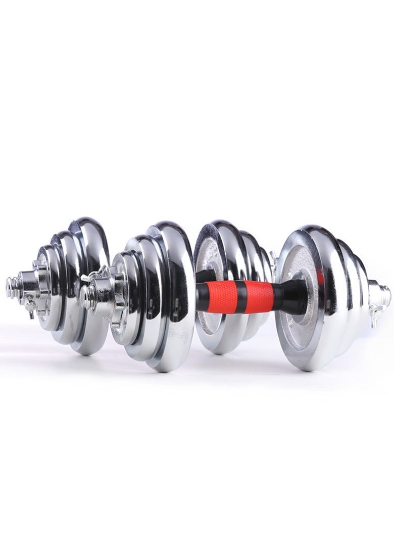 15KG-Adjustable Chrome Dumbbell and Connecting Rod Set for Weightlifting Workout With Box, Red
