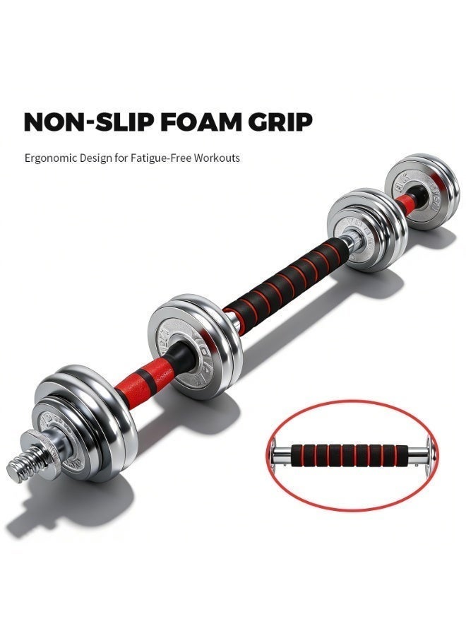يورك فيتنس 15 كجم-طقم أوزان دمبل كروم  قابل للتعديل مع وصلة بار لتمارين رفع الأثقال مع شنطة حمل، أحمر - Image 4